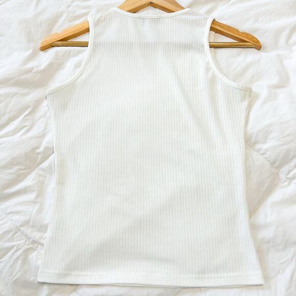 SHEIN White Ribbed Tank Top Women’s Small Sleeveless Stretch Basic Shirt - Picture 4 of 4